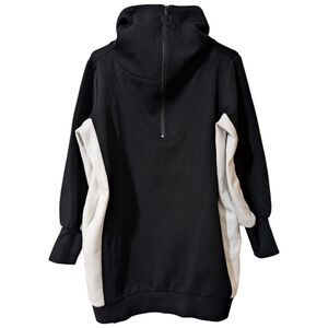 Ruti Black & White Oversized Colorblock Quarter Zip Tunic Sweatshirt Dress XS/S